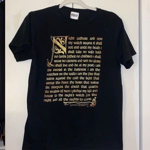 Game of Thrones Night’s Watch Oath GoT T-Shirt Small S